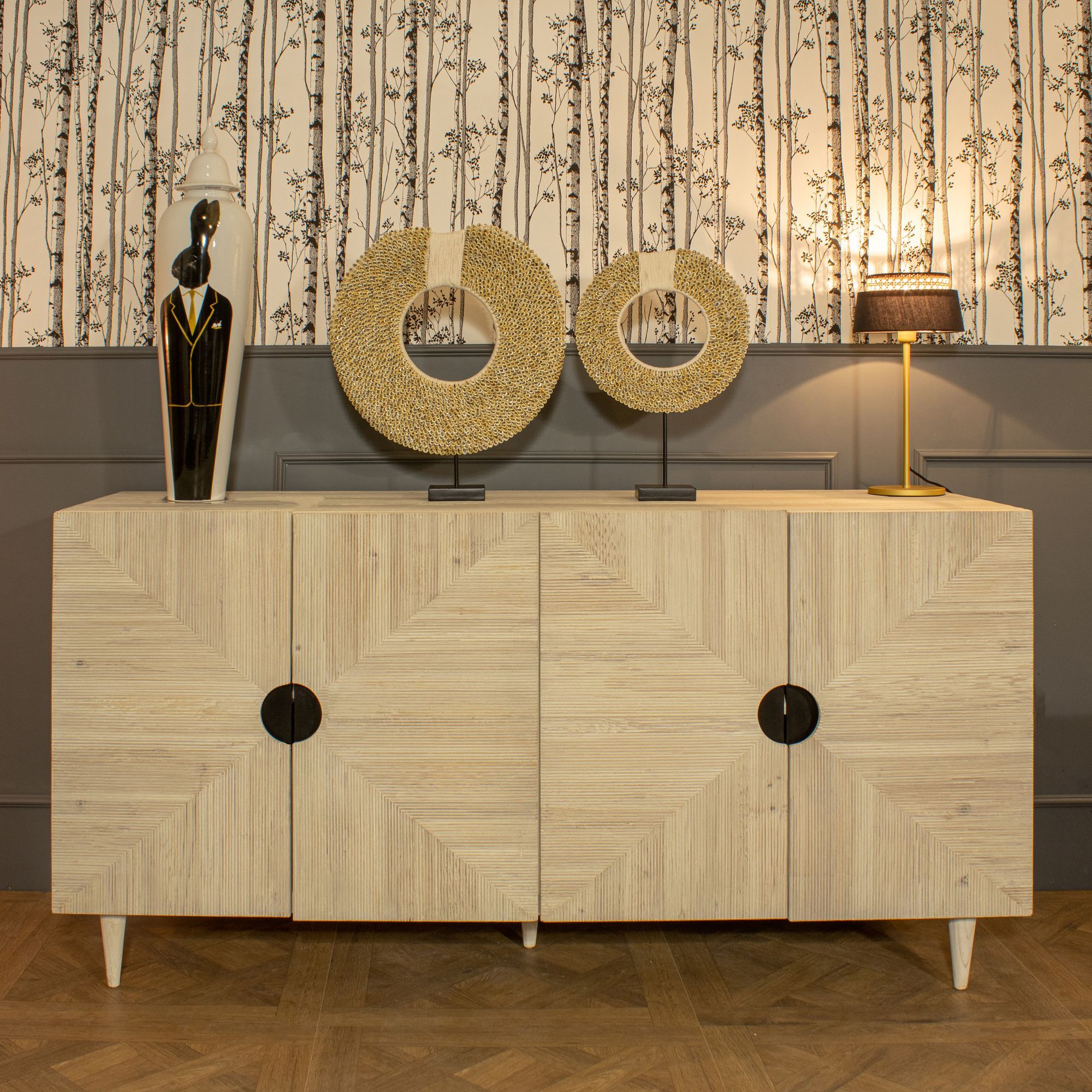 Bahut 4 portes en pin recyclé KRISTEN