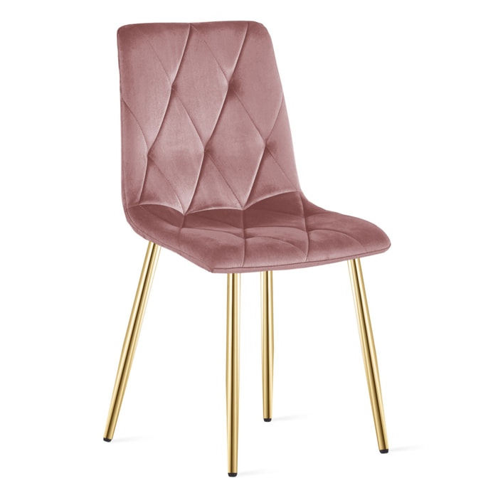 Sedia Libra in velluto rosa con gambe dorate