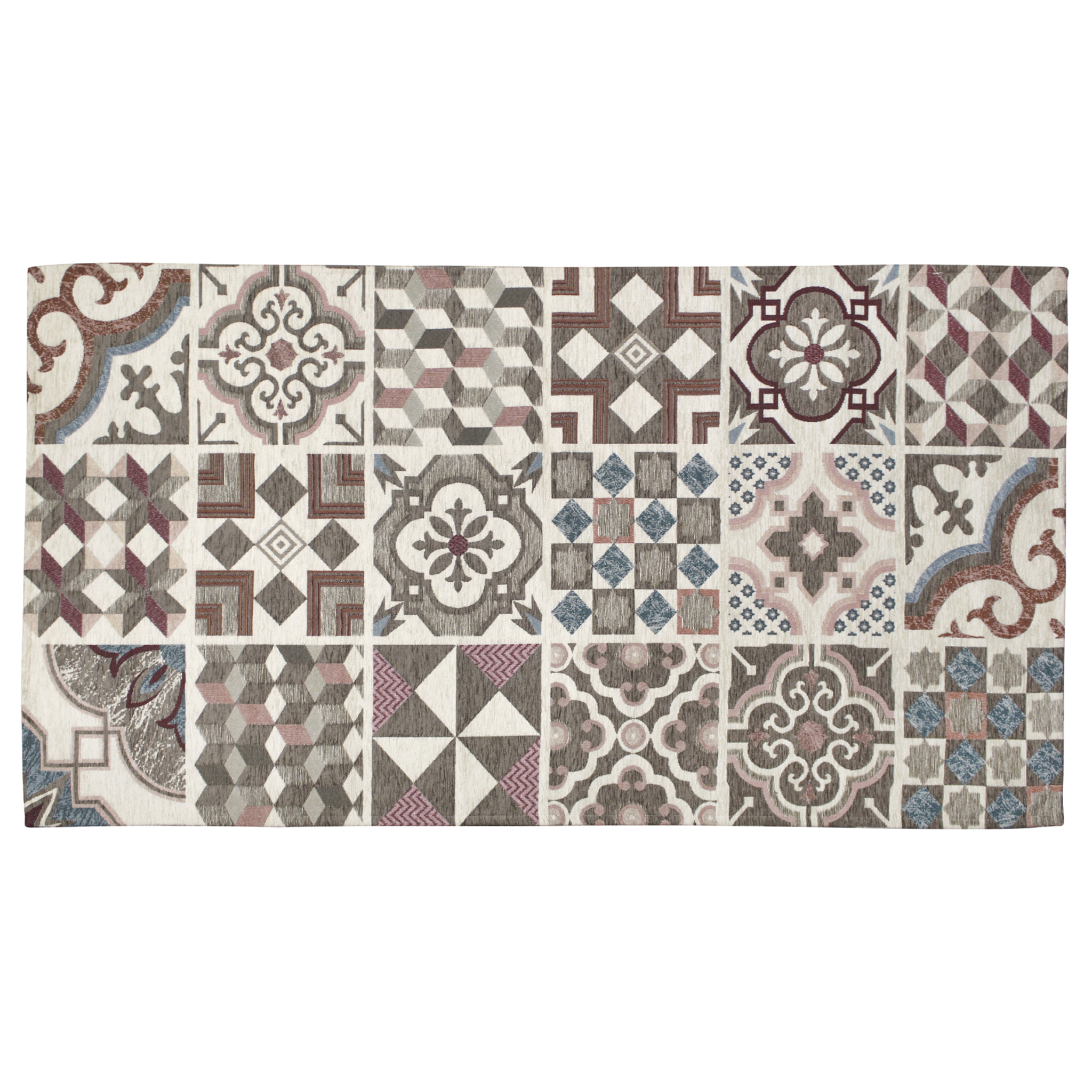 TAPPETO ARREDO DIS. MAIOLICHE GRIGIO CALDO 80X150 CM CON ANTISCIVOLO