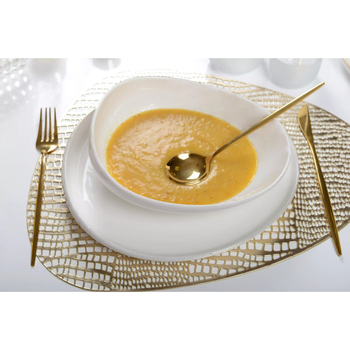 Lot de 6 Assiette creuse blanche céramique 22cm