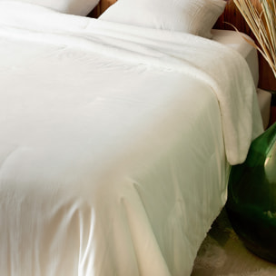 Jeté de lit Réversible Polaire/Motif Jacquard - Blanc