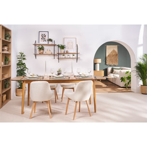 Chaises scandinaves en tissu effet velours texturé terracotta et bois clair massif (lot de 2) HOLO