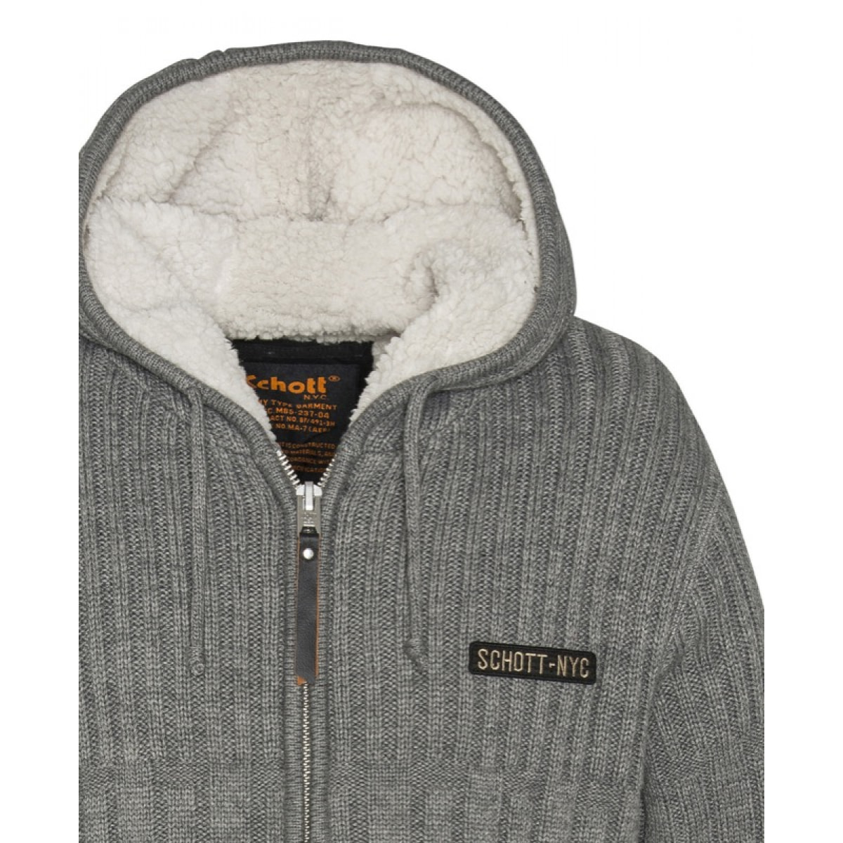 PLDUNCAN MAGLIA SCHOTT 85% ACRYLIC 15% WOOL / SHERPA = 100% POLYESTER Grigio