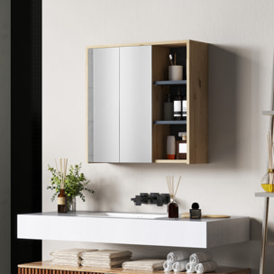 Armario de Baño con Espejo Armario con Espejo para Baño con Estantes Estilo Moderno 60x20x60 cm Madera Natural