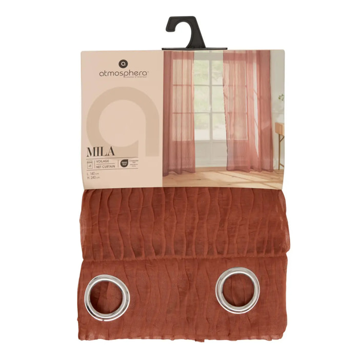 Voilage Mila rayures texturées140x240cm terracotta