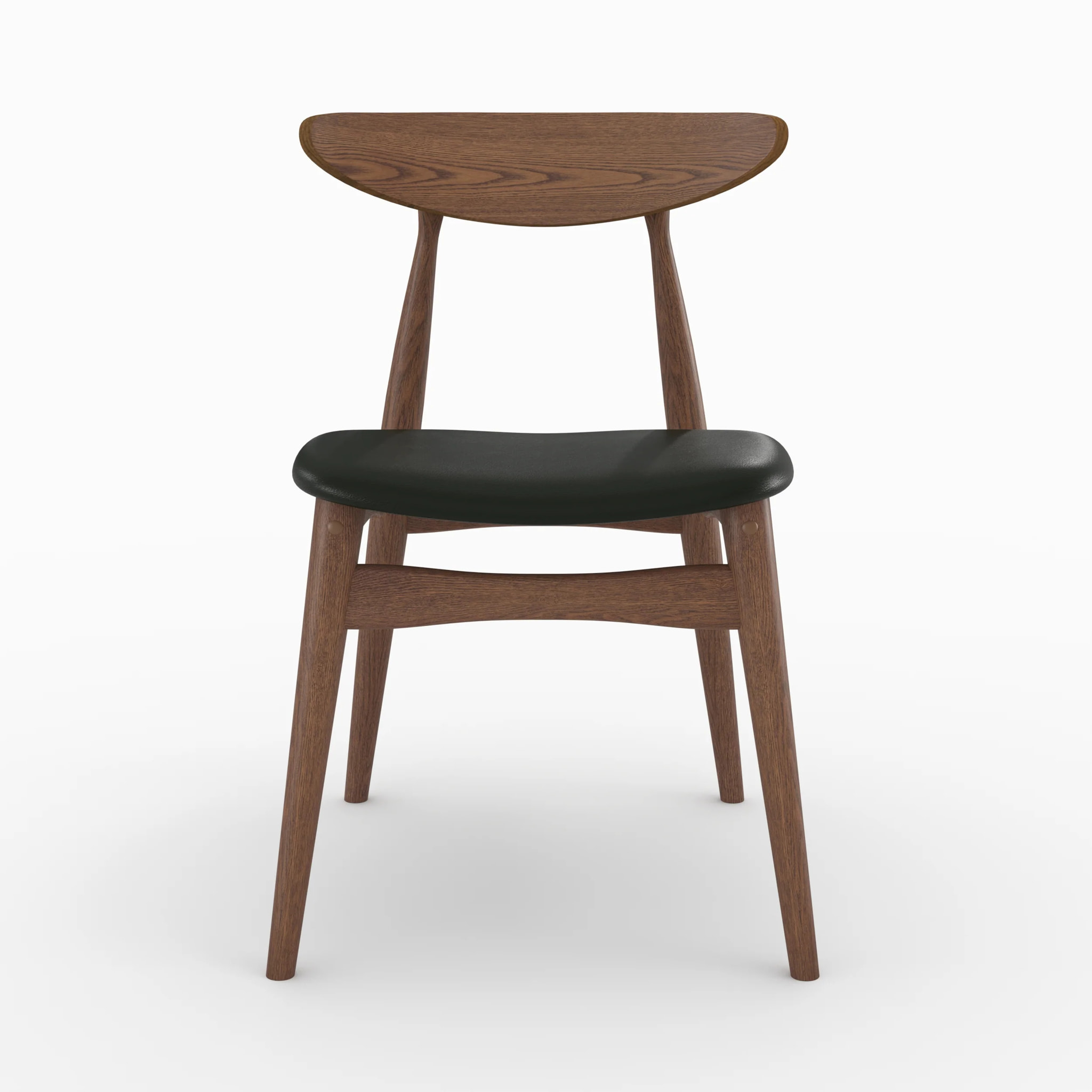 Lot de 2 chaises en cuir synthétique noir et bois d'hévéa - Josette