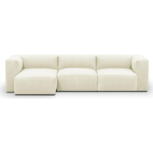 Canapé d'angle à gauche modulable avec méridienne 4 places en tissu ivoire - Modulo New
