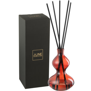 J-Line Bâtonnets parfumés Olive & Frank Incense - verre - rouge - small - 500 ml