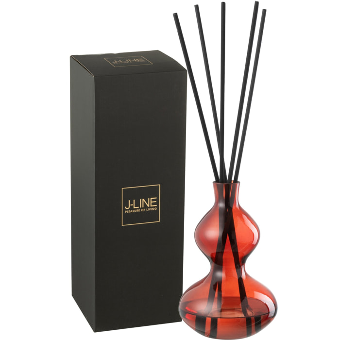 J-Line Bâtonnets parfumés Olive & Frank Incense - verre - rouge - small - 500 ml