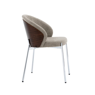 Chaise bois de peuplier teinté noyer, acier et tissu texturé (lot de 2) PAUL