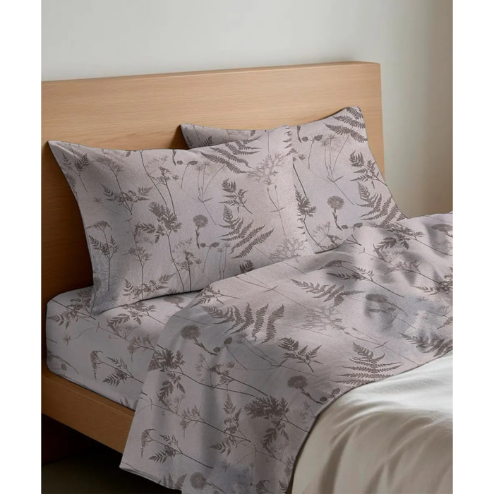 Lenzuolo Inferiore Angolare SOFFIONE BEIGE 100% Cotone e Made in Italy floreale natura