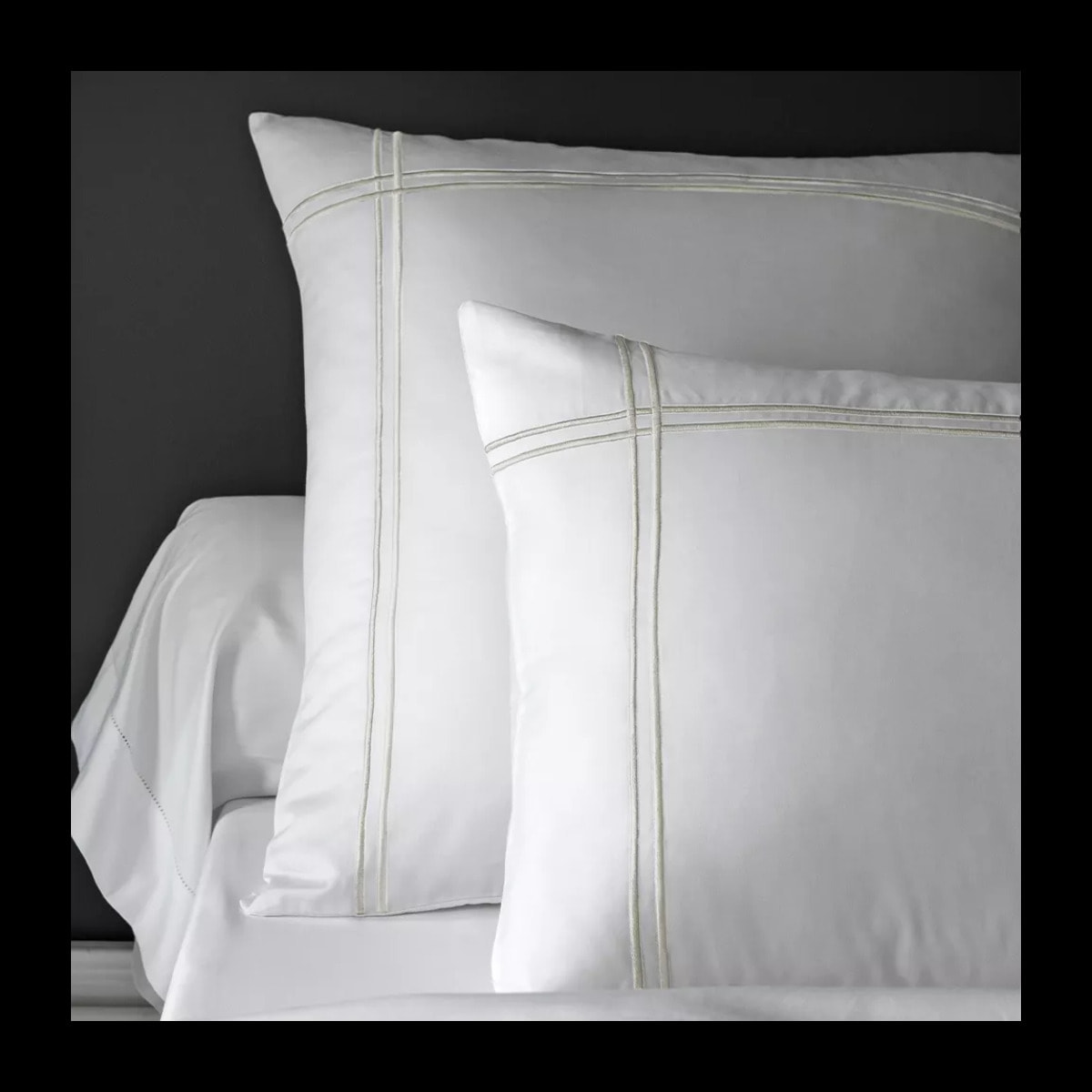 Housse de couette satin de coton jeu d'unis blanc Palais chic diamant