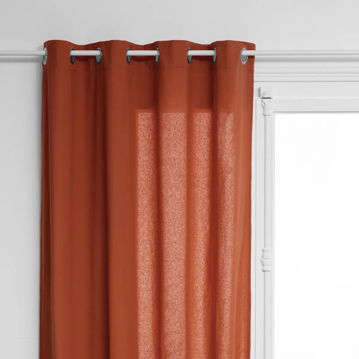 Rideau "Anjali" en coton & métal 135x240cm rose terracotta