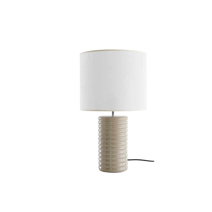 Lampe à poser en céramique émaillée taupe et abat-jour écru H53 cm BERRO