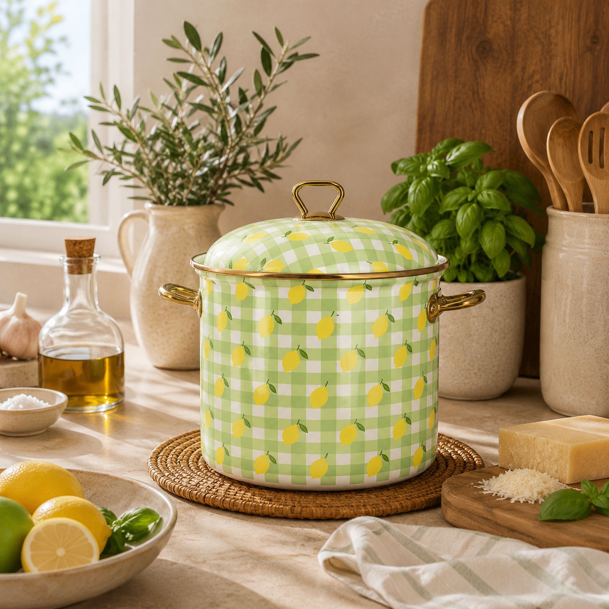 Marmite 24cm en acier émaillé avec motif citron - tous feux VICHY