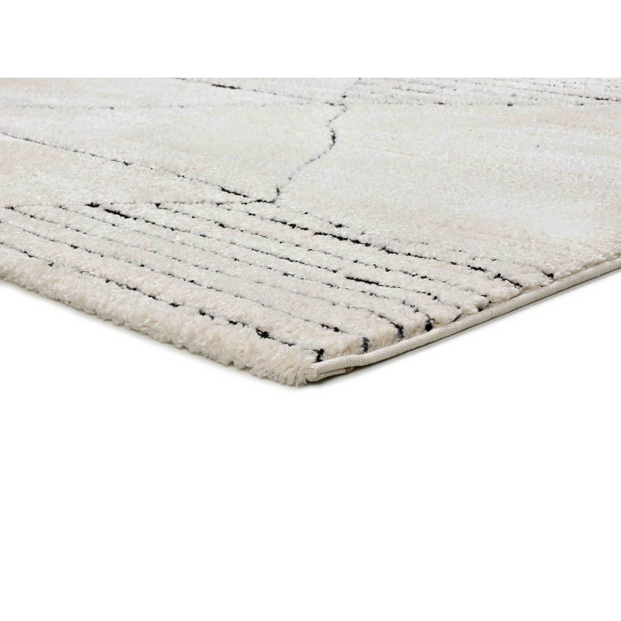 TURIN Alfombra étnica con relieve en blanco y negro, varias medidas disponibles