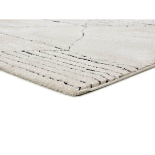 TURIN Alfombra étnica con relieve en blanco y negro, varias medidas disponibles