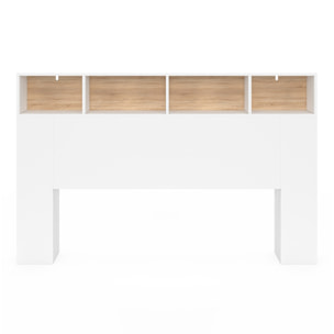 Tête de lit Léo bois et blanche avec rangements 165cm