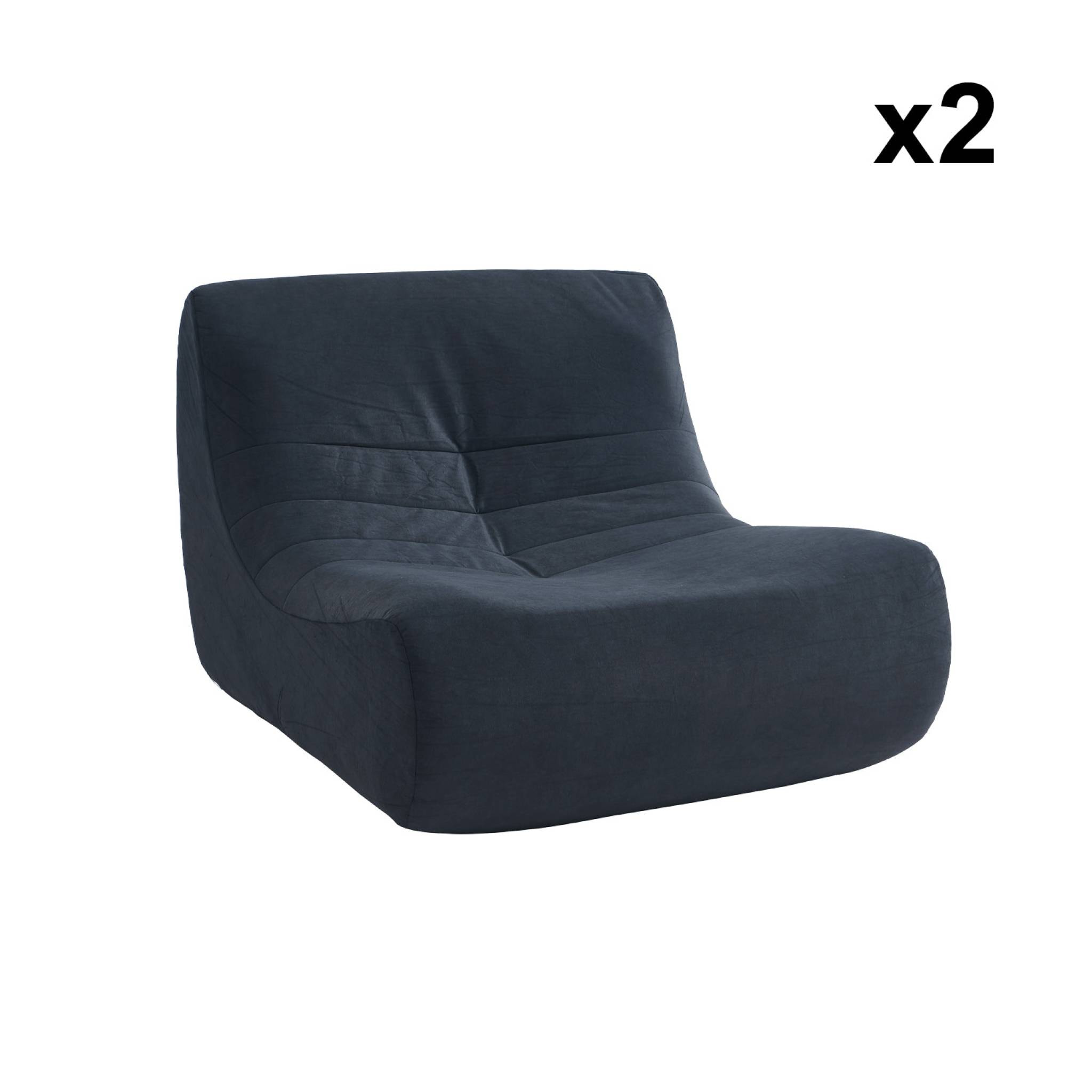 Fauteuil chauffeuse en velours style contemporain 2 places bleu foncé