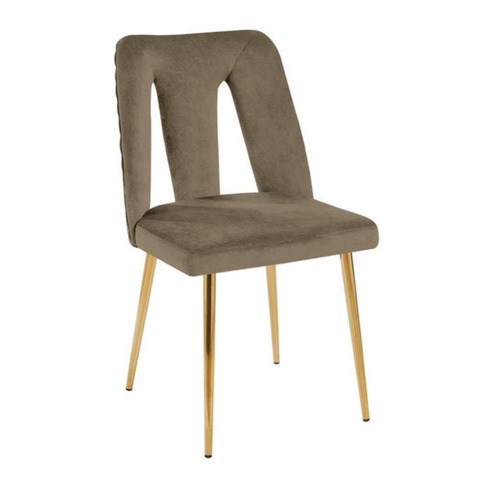 Sedia Imbottita in Effetto Velluto con Schienale Aperto e Gambe Oro, Design Moderno ed Elegante per Sala da Pranzo, Cucina, Soggiorno, Studio e Ufficio