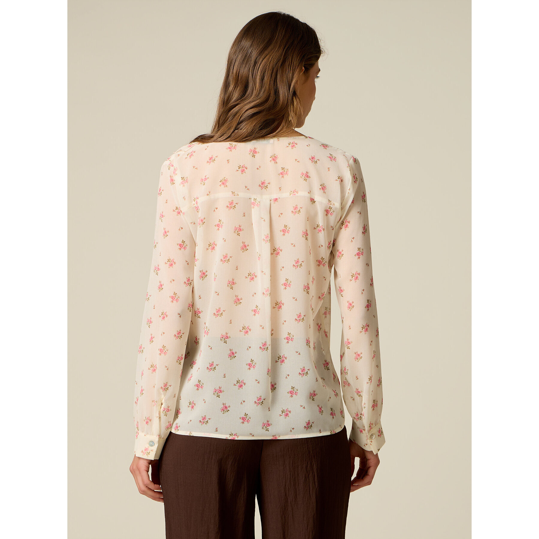 Oltre - Blusa fantasia con volant - Bianco