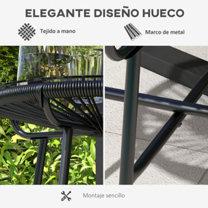 Mesa de Jardín de Ratán Sintético Mesa de Centro Redonda para Exteriores con Tablero de Vidrio Templado y Patas de Metal para Patio Balcón Ø50x50 cm Negro