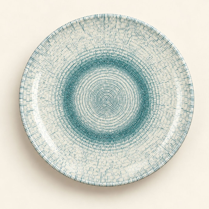 Lot de 6 assiettes à dessert en porcelaine blanche et bleue 20cm AQUA