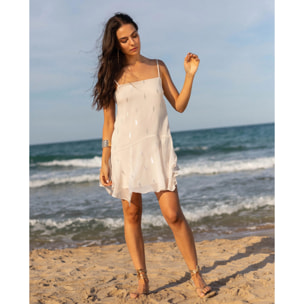 Vestido mini de gasa con escote halter y corte imperio