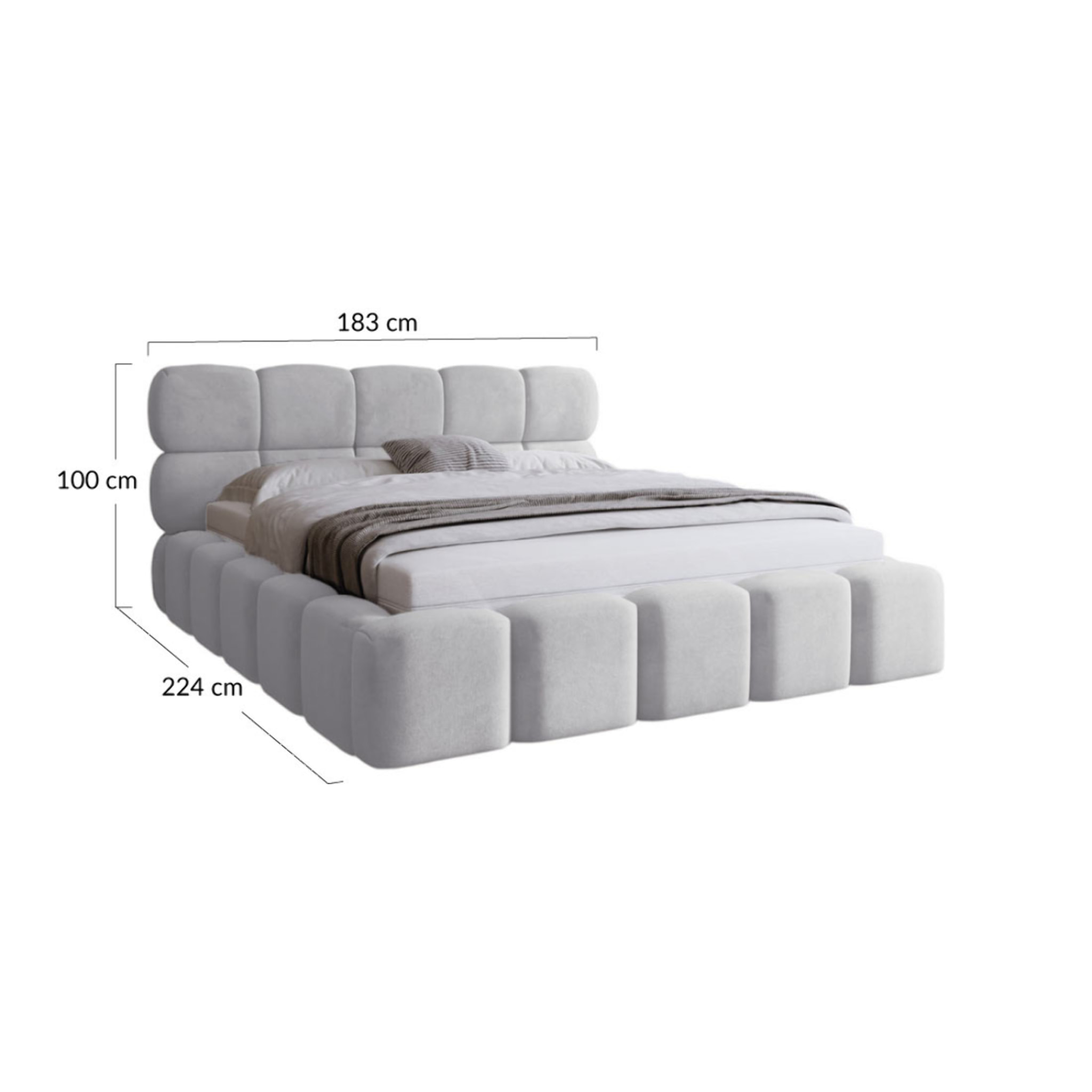 Mariposa - lit coffre - 160x200 cm - sommier inclus - en velours - Beige
