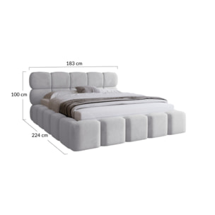 Mariposa - lit coffre - 160x200 cm - sommier inclus - en velours - Beige