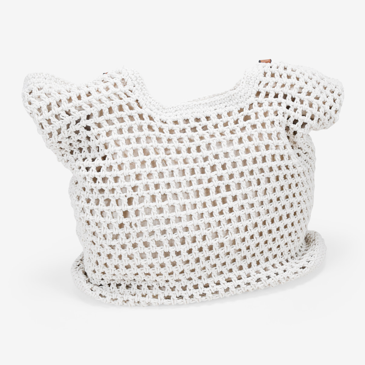 Bolso de hombro beige en crochet