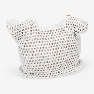 Bolso de hombro beige en crochet