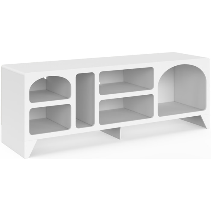 Meuble TV Alanya organique blanc 140cm