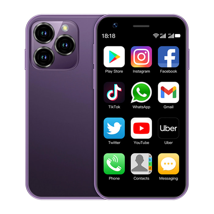 Mini smartphone XS16 4G, Android, 3GB RAM + 64GB. Schermo da 3''. Doppia scheda SIM.