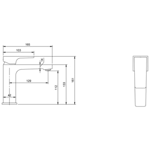 Mitigeur lavabo Architectura Square avec tirette Matt Black