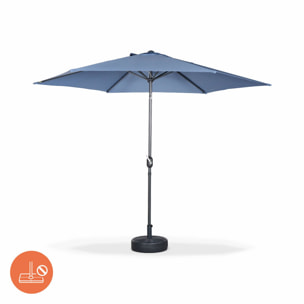 Parasol droit rond Ø300cm - Touquet Bleu grisé - mât central en aluminium orientable et manivelle d'ouverture