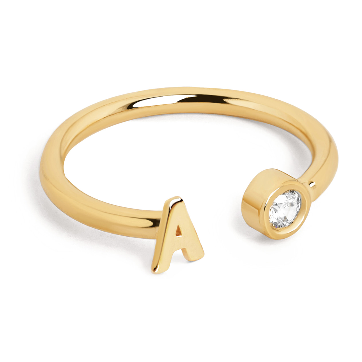 Anillo Personalizado Letter Spark Acero Baño Oro