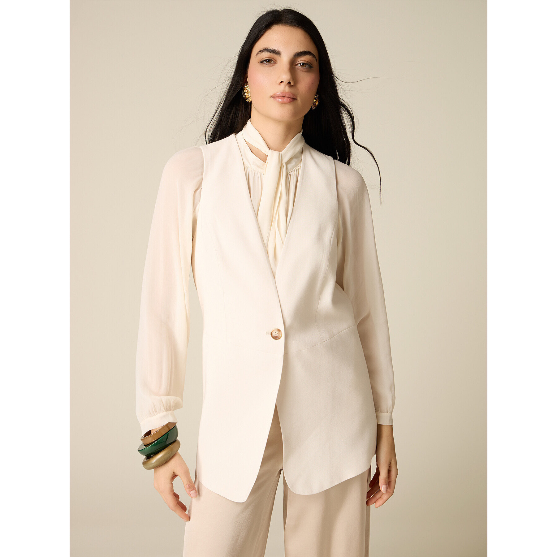 Oltre - Gilet sartoriale misto viscosa - Bianco