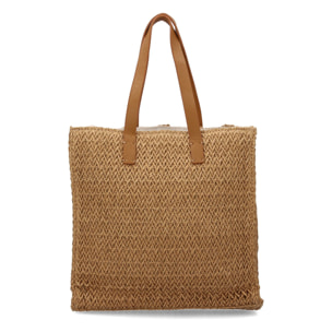 Bolso de rafia para mujer, diseño moderno y comodo en el interior compartimento principal de cremallera