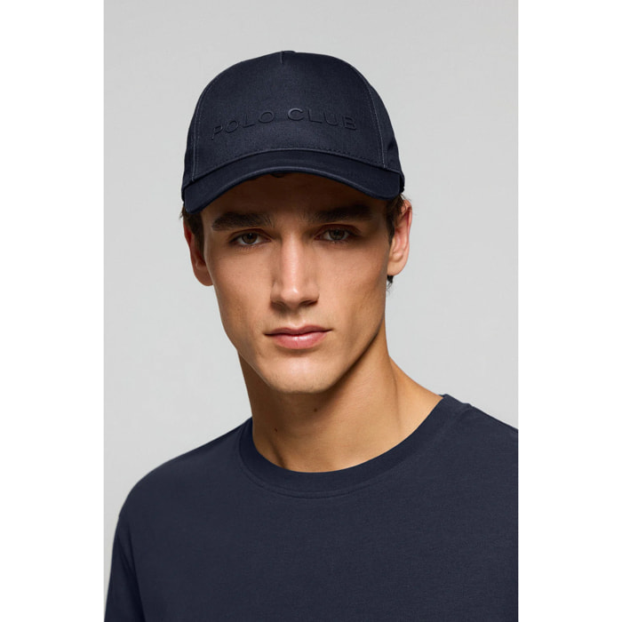 Cappellino blu marino con logo in gomma e print Polo Club