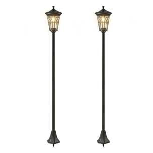 Lampadaires solaires extérieurs  lot de 2 - hauteur réglable - acier inoxydable - 1,86 m - noir