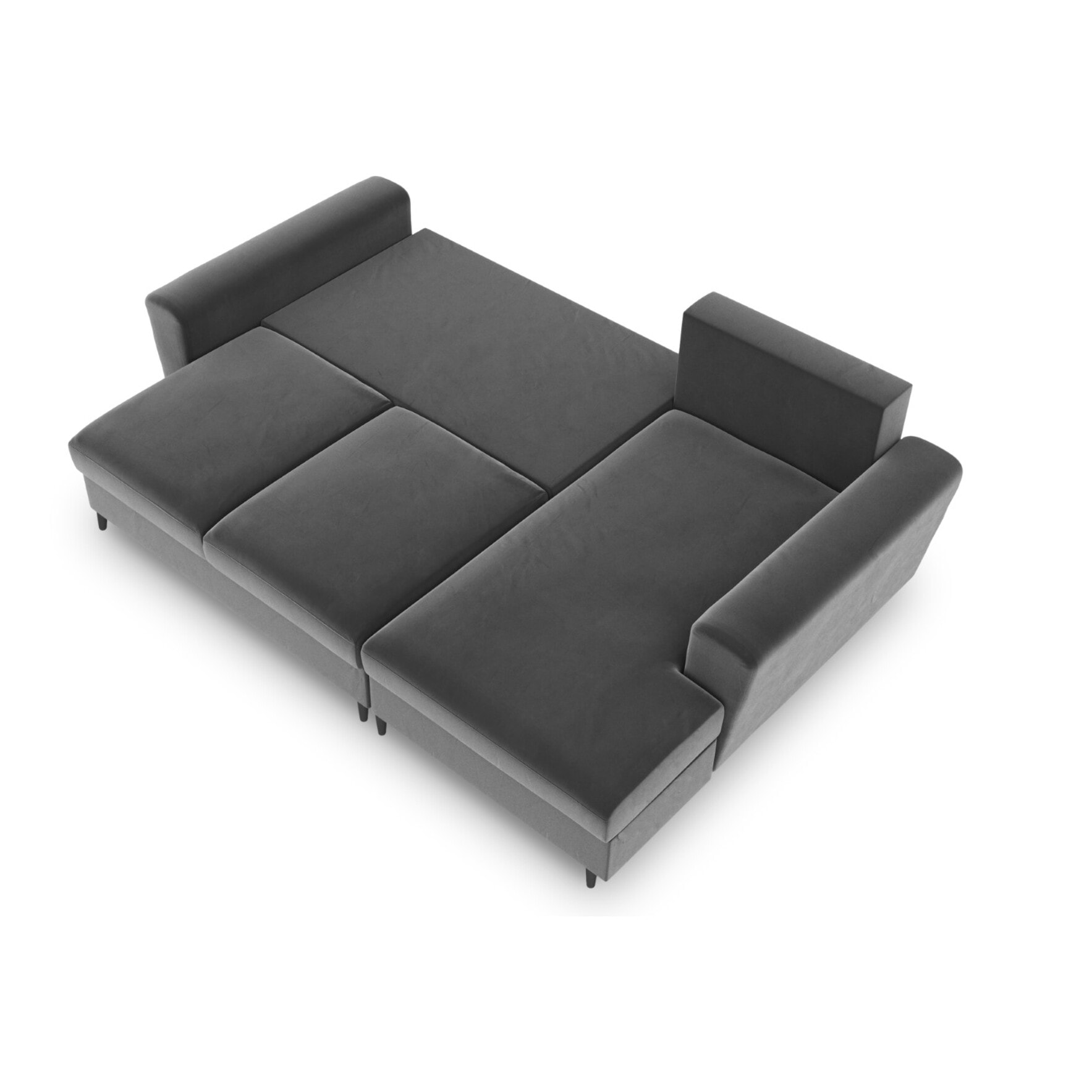 Canapé d'angle droit convertible avec coffre de rangement "Kyoto" 4 places en velours gris clair