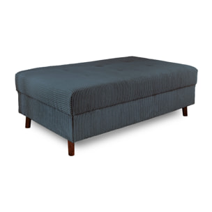 Rune - canapé d'angle gauche - 4 places - avec pouf d'appoint - en velours côtelé - Bleu nuit
