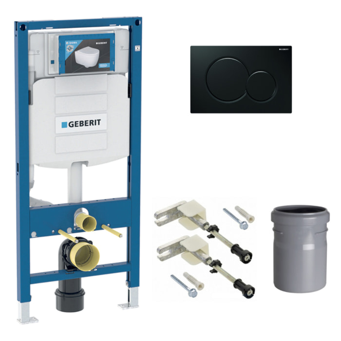 Pack bati-support Geberit Duofix UP320 + Plaque de commande Sigma01 Noire (-Sigma01-A)