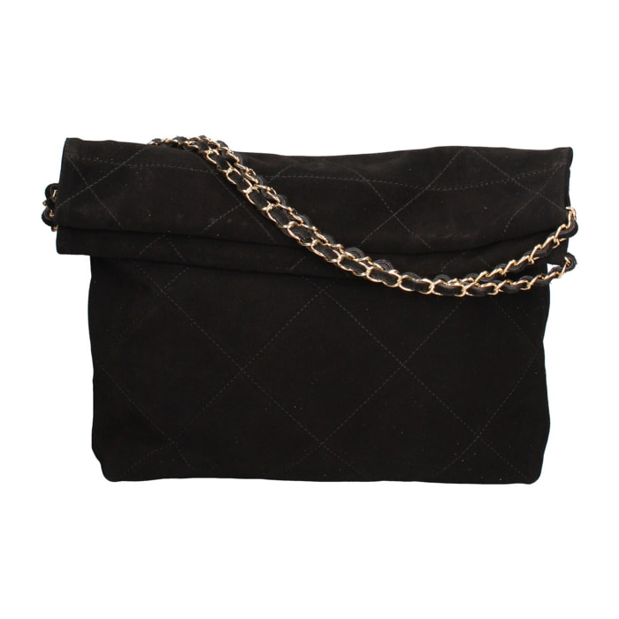 Borsa a spalla da donna Made in Italy - Modello Celeste Elite - Pelle scamosciata - 32.0 x 34.0 x 6.0 cm