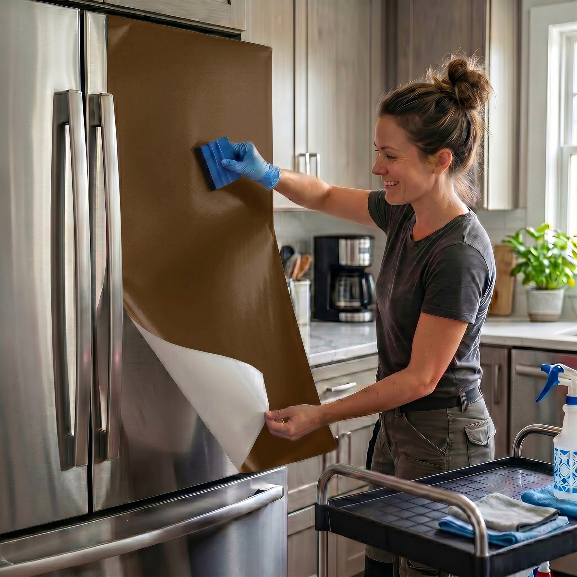 Rouleau adhésif décoratif Vinyle au Mètre - Chocolat - Sticker Lavable Imperméable Mur Cuisine Meubles