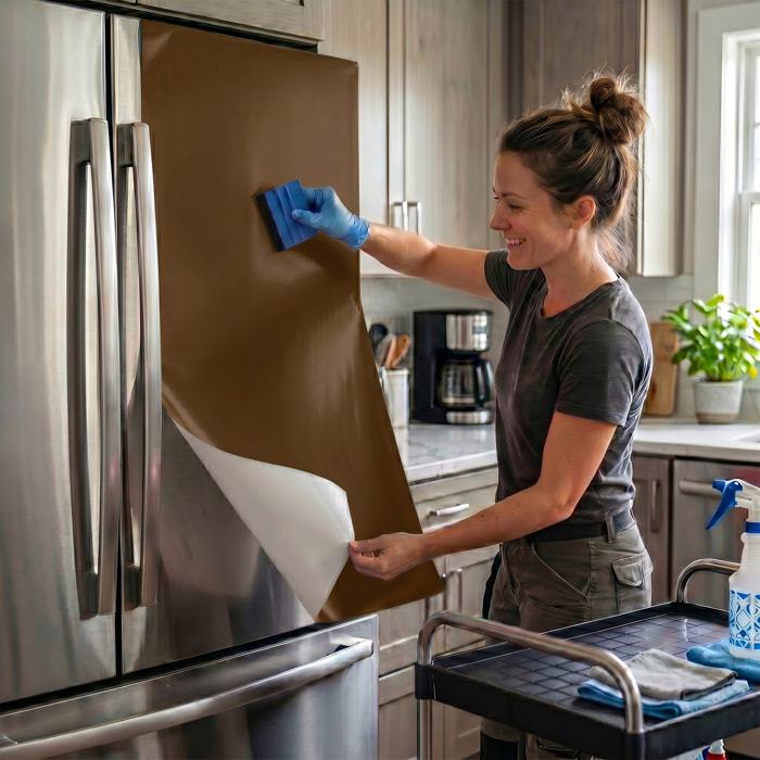 Rouleau adhésif décoratif Vinyle au Mètre - Chocolat - Sticker Lavable Imperméable Mur Cuisine Meubles
