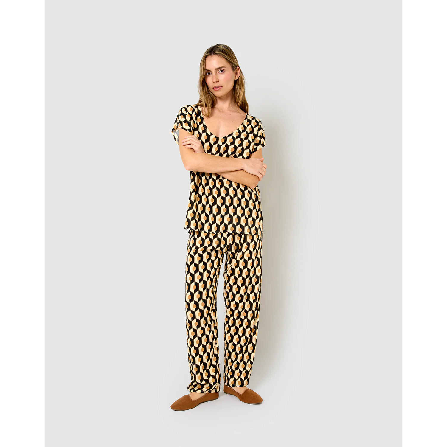 Pantalón viscosa santorini beige