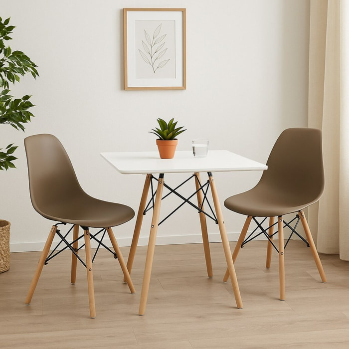 Tavolo da pranzo con gambe incrociate e top bianco - Ester