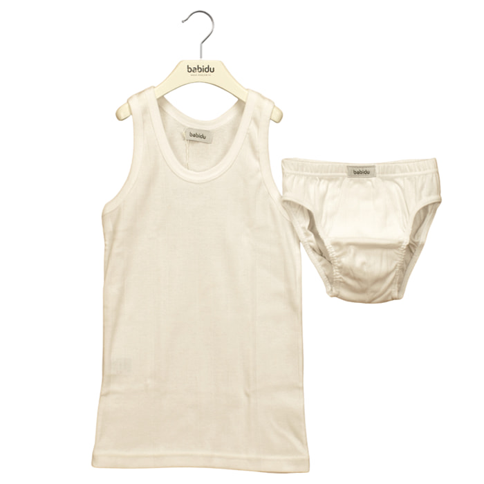 Conj. Comunion Niño Tirante Sport/Slip Desagujado Beige Talla 10